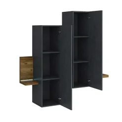 Pensile 152x142h cm per parete attrezzata con mensola antracite spatolato noce Megan Gihome®