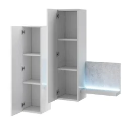 Pensile 150x142h h cm per parete attrezzata con mensola bianco opaco cemento Megan Gihome®