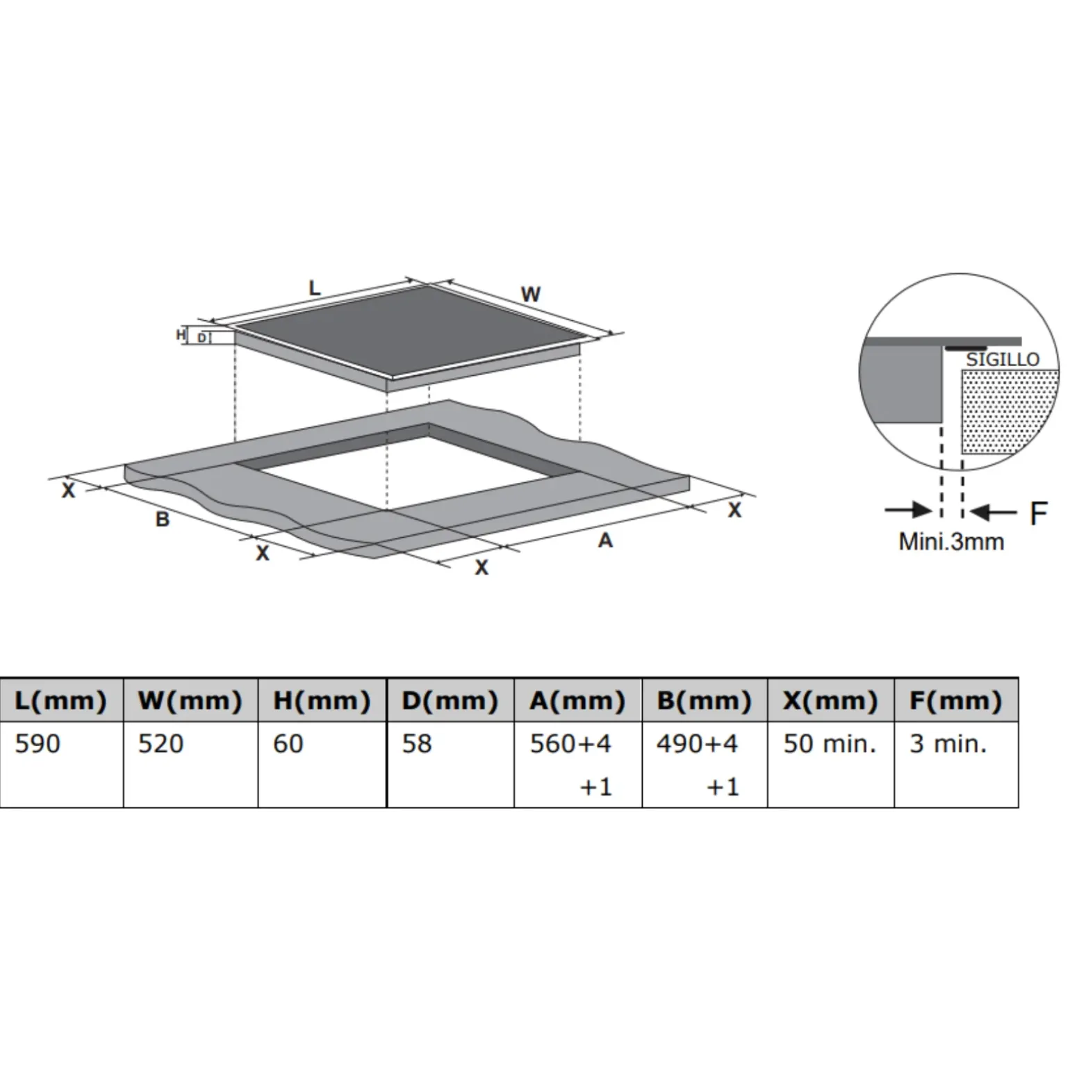 Piano cottura induzione 4 zone 60cm Master Kitchen