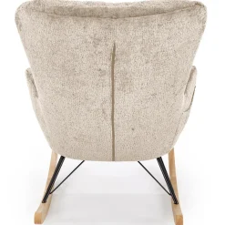 Poltrona a dondolo imbottita in tessuto beige Isla