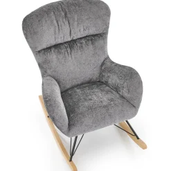 Poltrona a dondolo imbottita in tessuto grigio Isla