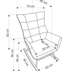 Poltrona a dondolo relax imbottita in velluto beige Nanna