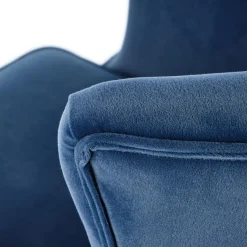 Poltrona classica relax imbottita in velluto blu Mazia