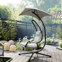 Poltrona da giardino a dondolo sospesa 103x212h cm nero grigio Onda