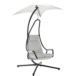 Poltrona da giardino a dondolo sospesa 103x212h cm nero grigio Onda