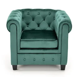 Poltrona da sala imbottita in velluto verde scuro nero Spina