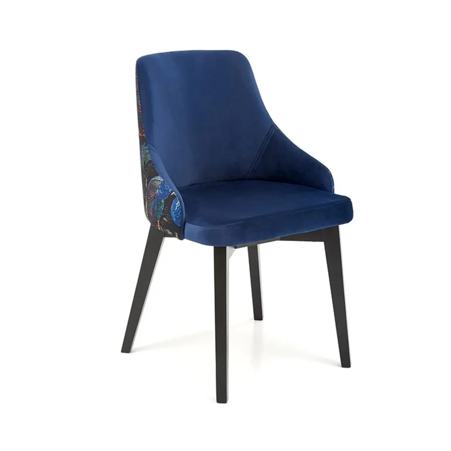Poltrona da salotto in velluto blu con grafica Avarua