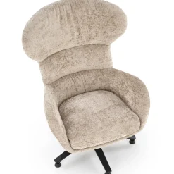 Poltrona design girevole imbottita in tessuto beige Mappy