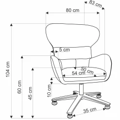 Poltrona design girevole imbottita in tessuto grigio  Mappy
