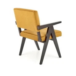 Poltrona design legno velluto giallo senape Lugano