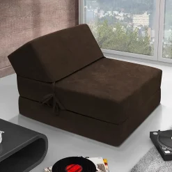 Poltrona divano letto pieghevole 90cm modulo singolo marrone Lorin