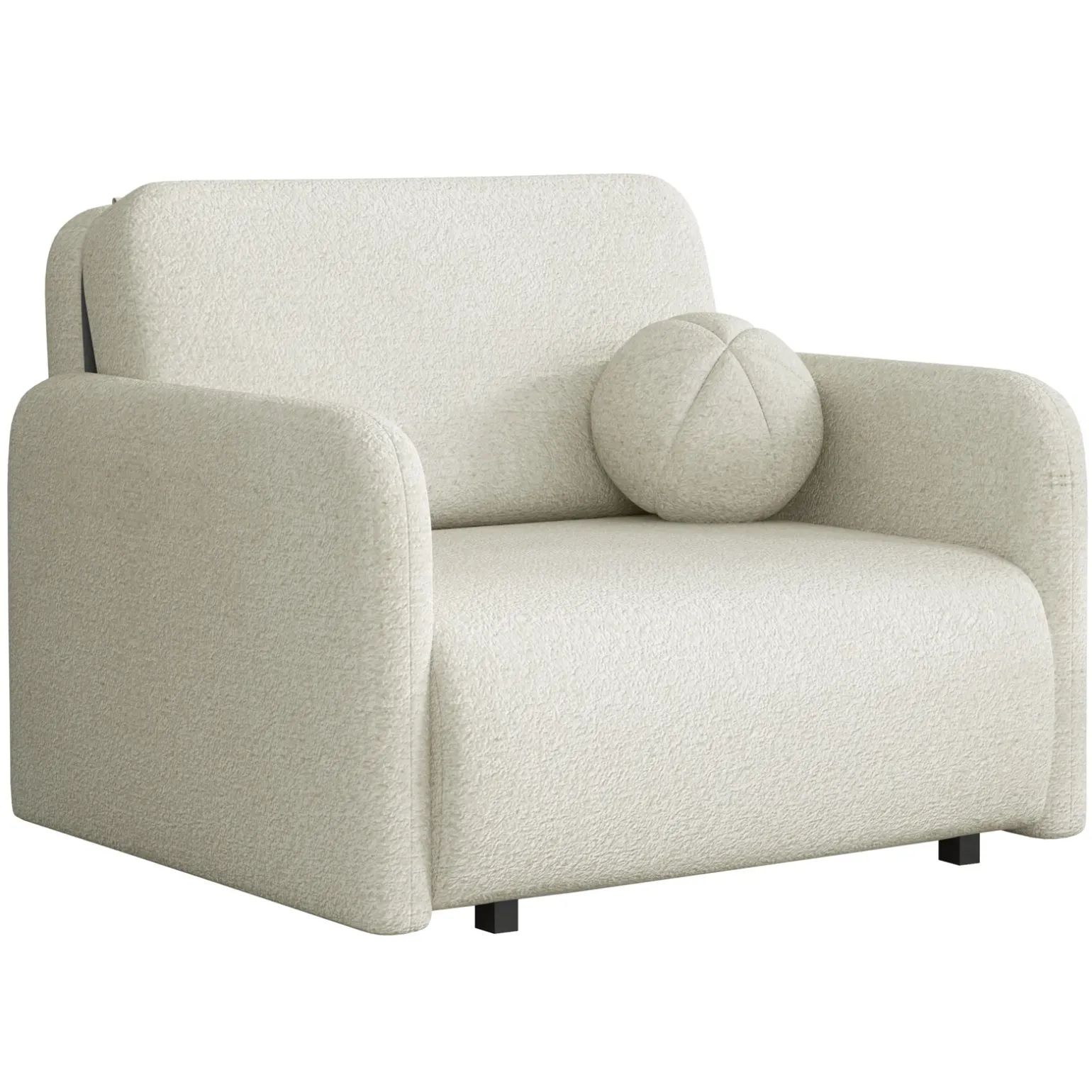 Poltrona divano letto 100x103 cm con contenitore e cuscino tessuto bouclé beige chiaro Reposa
