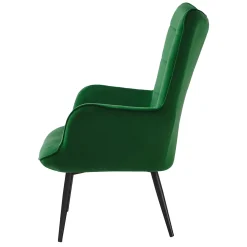 Poltrona imbottita con poggiapiedi in velluto verde Siena
