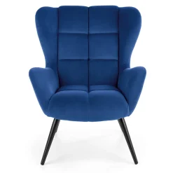 Poltrona imbottita in tessuto velluto blu nero Polly