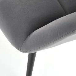 Poltrona imbottita in tessuto velluto grigio nero Polly