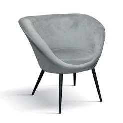 Poltrona imbottita in velluto grigio metallo Lancer