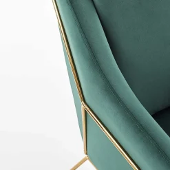 Poltrona imbottita in velluto verde gambe in oro Erminia 3