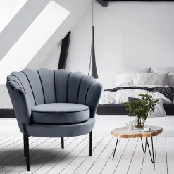 Poltrona relax in velluto design moderno grigio nero Pegasus