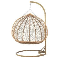 Poltrona sospesa 2 posti da giardino 120x200h cm marrone con cuscino beige Ibisco