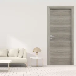 Porta battente reversibile per interni 90x210h cm rovere grigio Niagara