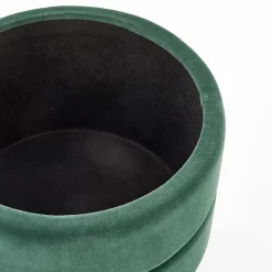 Pouf contenitore design da salotto rotondo in velluto verde Neril