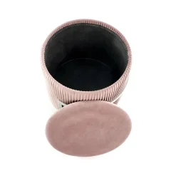 Pouf da salotto contenitore in velluto rosa Franklin