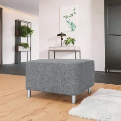 Pouf imbottito in tessuto 65x56cm grigio chiaro Titus