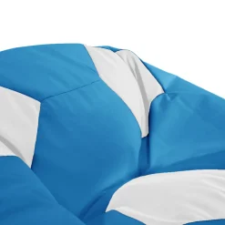 Pouf poltrona sacco palla da calcio blu bianco ecopelle Lionel
