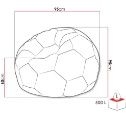 Pouf poltrona sacco palla da calcio blu bianco ecopelle Lionel