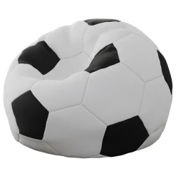 Pouf poltrona sacco palla da calcio ecopelle bianco nero Lionel