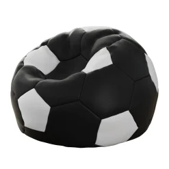 Pouf poltrona sacco palla da calcio ecopelle nero bianco Lionel