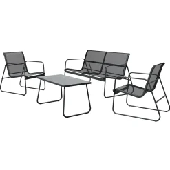 Salotto da giardino 4 posti con tavolino moderno antracite Zeno