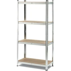 Scaffale in metallo 4 ripiani 80x160cm grigio legno Simba