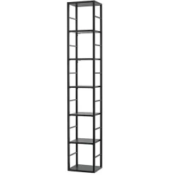 Scaffale sospeso da parete 30x176h cm 6 ripiani nero opaco in metallo Misaki Gihome®