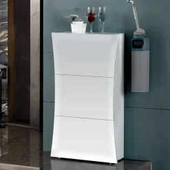 Scarpiera ingresso 70x121h cm 3 ante moderna bianco lucido Neve