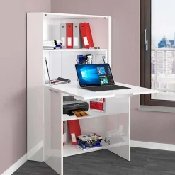Scrivania a scomparsa 70x67cm angolare bianco lucido Pinko