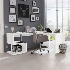 Scrivania angolare ufficio 180x78cm bianco lucido ErgoDesk