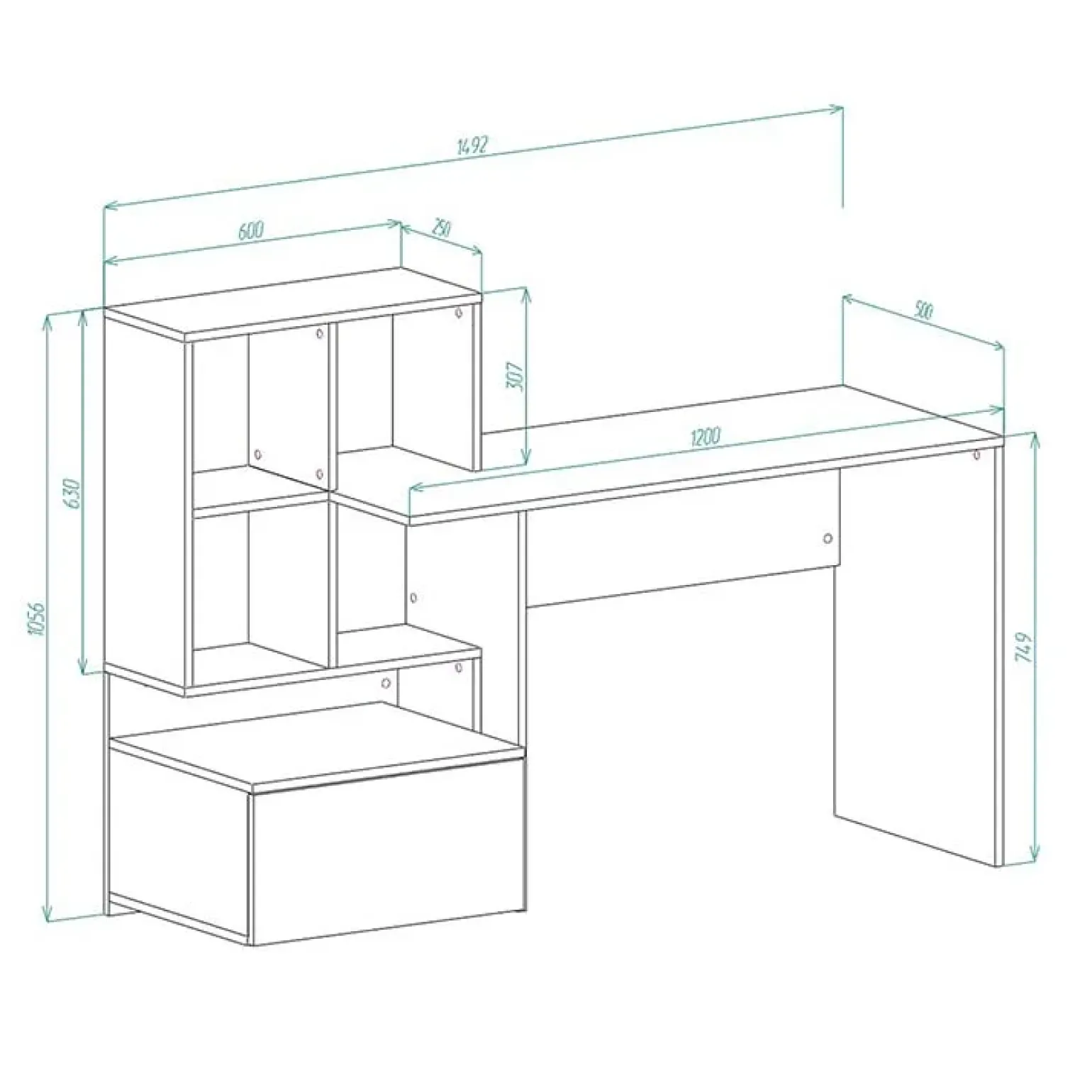 Scrivania 149/50cm ufficio moderna bianco rovere Jade Gihome®