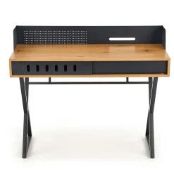Scrivania consolle ingresso 110x51cm rovere nero metallo Toler