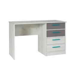 Scrivania moderna 120x60h cm con 3 cubotti  bianco pino grigio blu Maya Gihome®