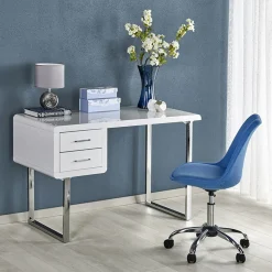 Scrivania ufficio con cassetti 120x76cm bianco laccato lucido Croset