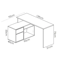 Scrivania ufficio salvaspazio moderna 230x51cm bianco opaco Teddy
