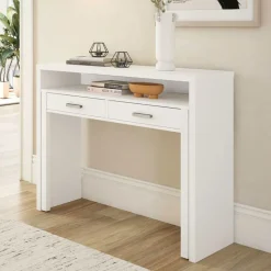 Scrivania ufficio salvaspazio moderna 37/71cm bianco opaco Eva