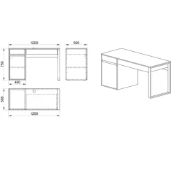 Scrivania ufficio salvaspazio 120x50cm rovere metallo Davin