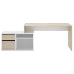 Scrivania ufficio salvaspazio 230x51cm rovere bianco lucido Teddy