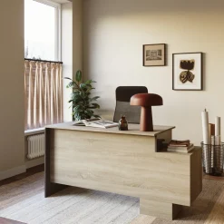 Scrivania ufficio 148x60cm con cassettiera rovere antracite lucido Time Y