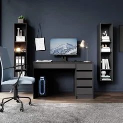 Scrivania ufficio 120x75cm con cassetti grigia Lorella