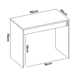 Scrivania 90x50cm legno bianco cassetto legno chiaro Xavi