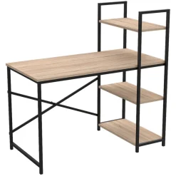 Scrivania 120x120cm moderna con libreria rovere Patricia