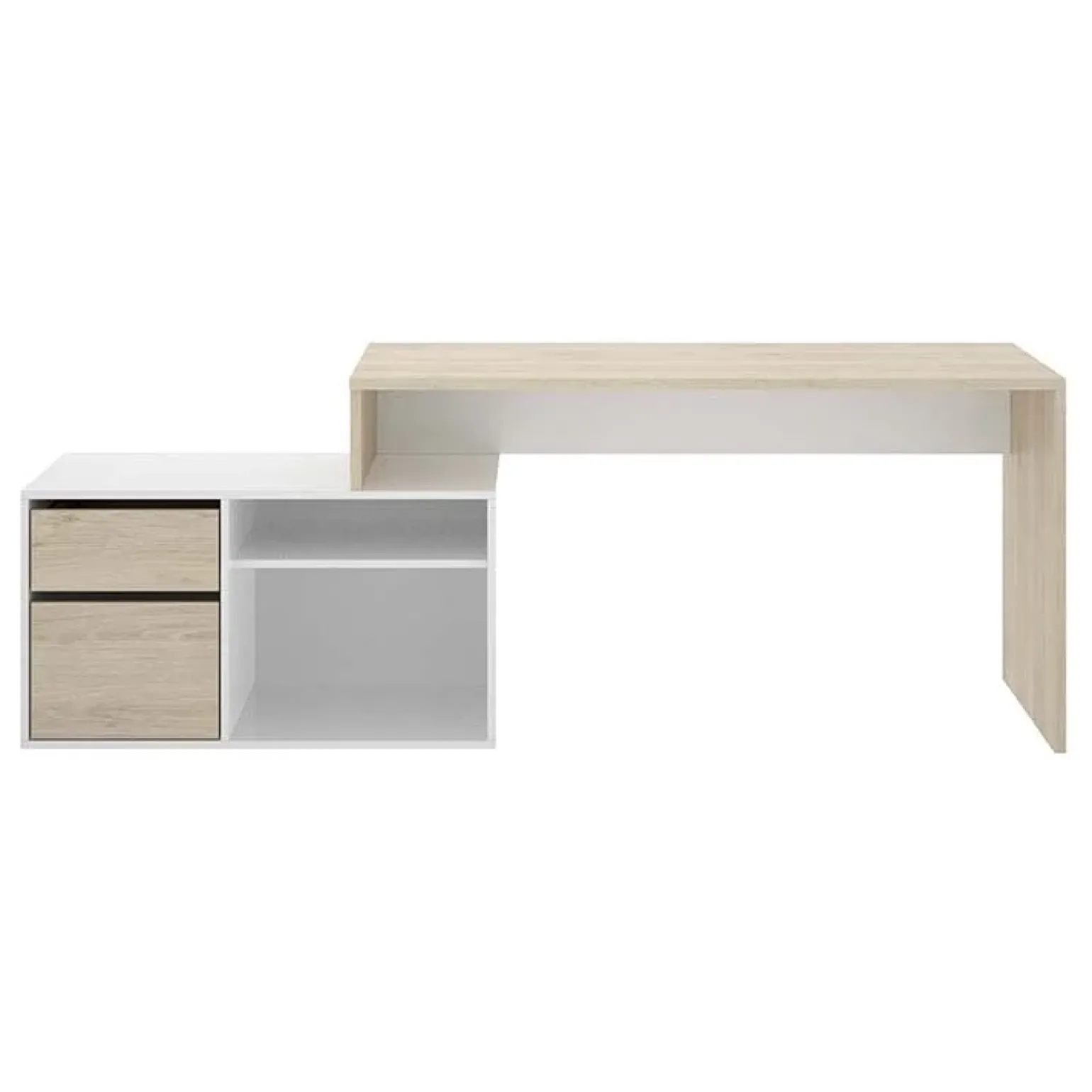 Scrivania 139x92cm ufficio angolare bianco lucido rovere Teddy